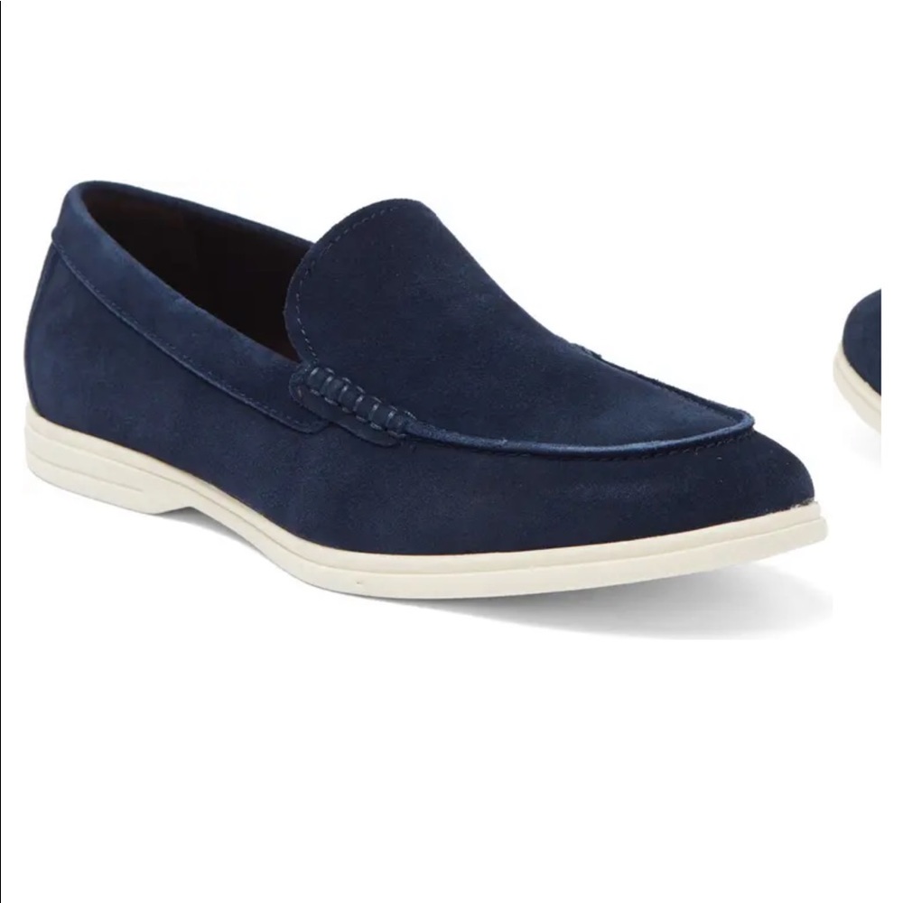 Navy blue suede loafers. Brand new!